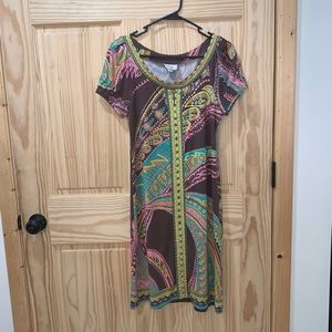 Beige By Eci beaded sheath shift dress size 8